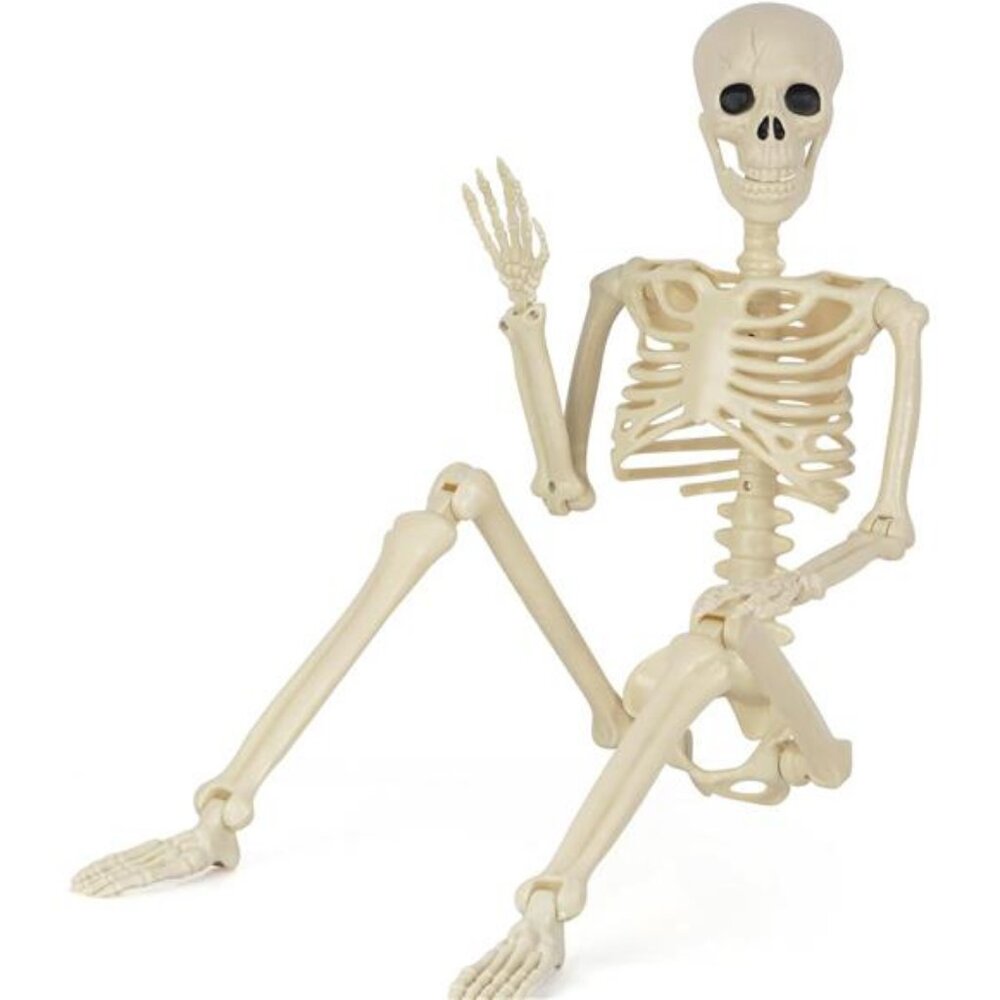 5.4FT Skeleton Halloween Decor, Human Life Size Posable Halloween Skeleton Decor